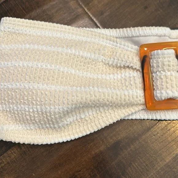 Hot!! NWOT Strapless Bikini Set Size S khaki & White - Picture 5 of 5